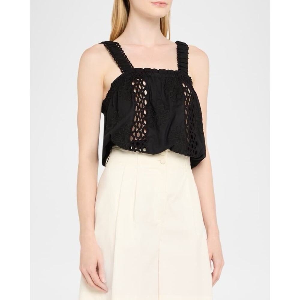 NEW Ramy Brook Womens Size Large Black Misha Embroidered Coverup Top $195 - Picture 4 of 9